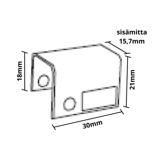 PML magneettiluukun U-kiinnike 16mm, 4 kpl (2)