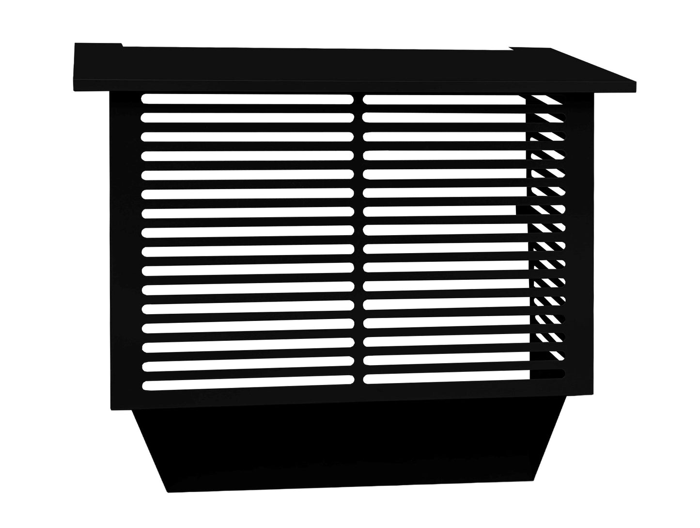 Kiilax musta ilmalämpöpumpun suojakotelo ja sulatusvedenohjain kotiin toimitettuna