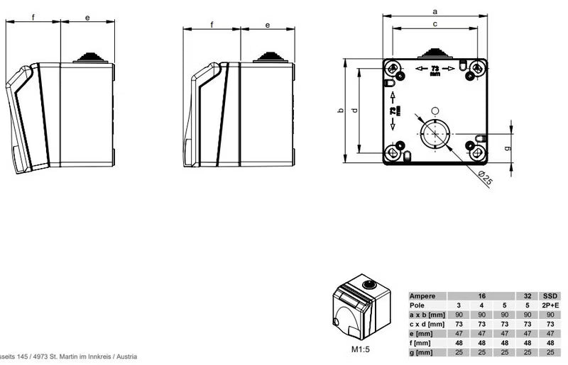 Pinta-asennettava design voimavirtapistorasia, valkoinen