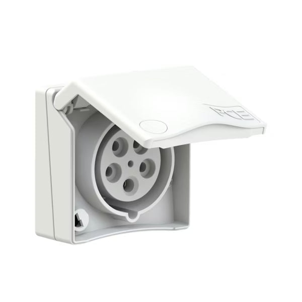 Uppo-asennettava design voimavirtapistorasia, valkoinen