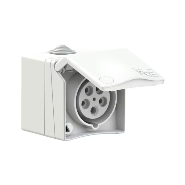 Pinta-asennettava design voimavirtapistorasia, valkoinen