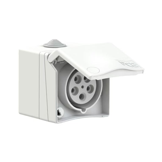Pinta-asennettava design voimavirtapistorasia, valkoinen