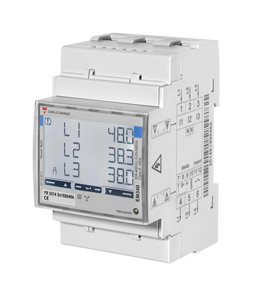 Energiamittari 3x16A CARLO GAVAZZI sähköauton kotilaturille